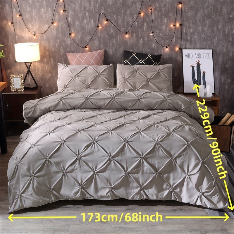 Duvet Cover Set | Quilted Texture | Breathable All-Season Comfort | Polyester