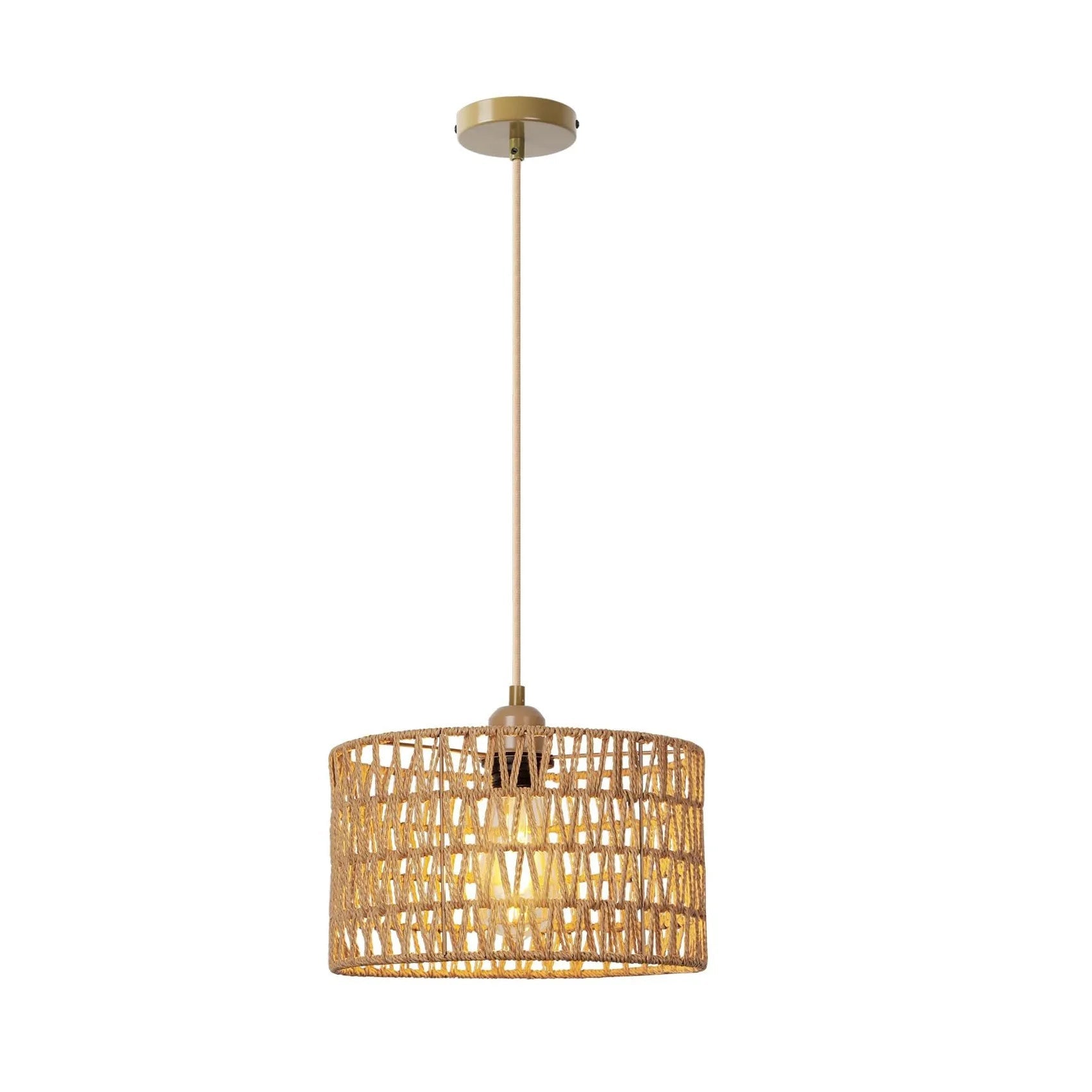 Elara — Handwoven Natural Rattan Pendant Light with Warm Glow