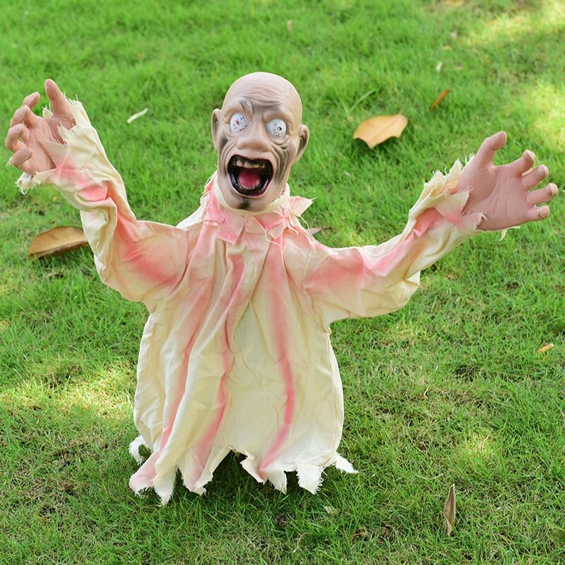Sound-Activated Swinging Ghost Halloween Decoration with LED Eyes