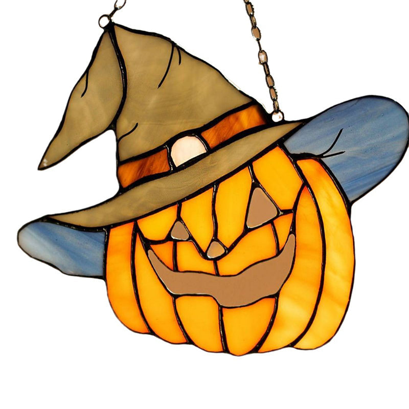 Halloween Hanging Pumpkin Ornament with Glowing Light and Hat Design