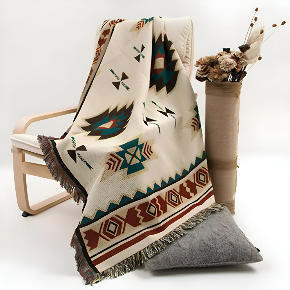 Bohemian Throw Blanket | Geometric Design | Cozy Year-Round Comfort | Polyester