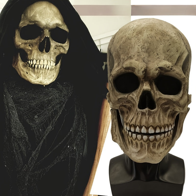 Realistic Halloween Skull Mask with Movable Jaw – Durable Latex Horror Accessory