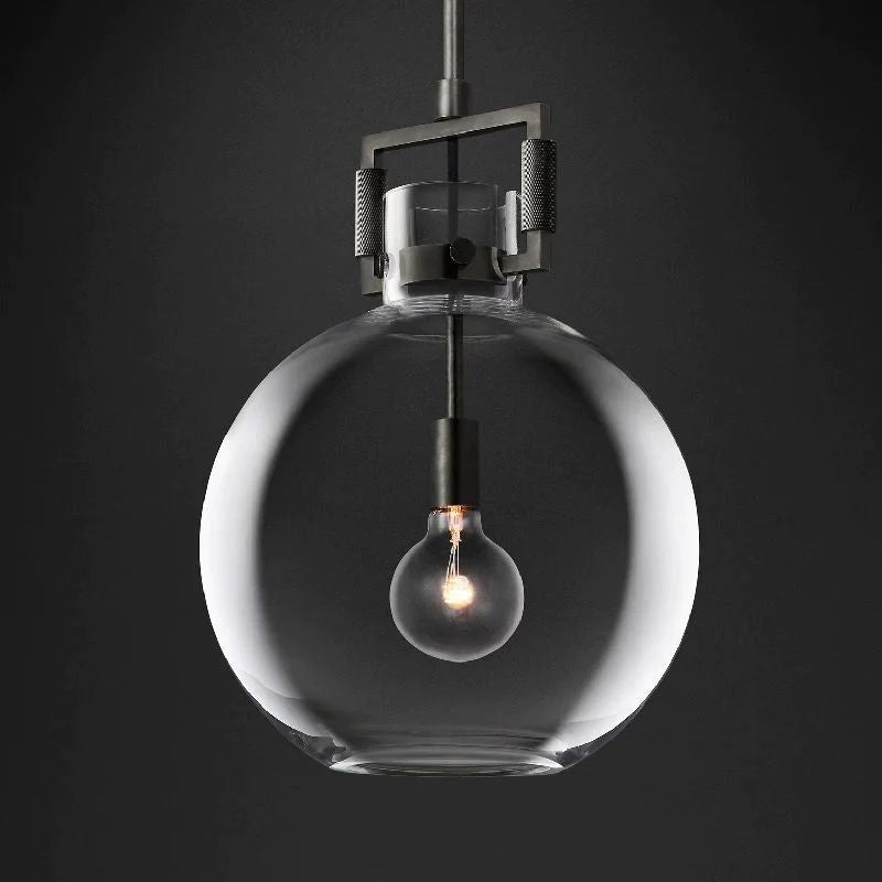 Munda Globe Pendant — Glass and Copper Kitchen Island Light Fixture