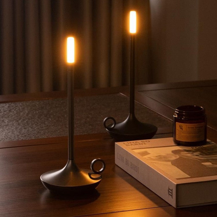 Rechargeable LED Candlestick Lamp | Adjustable Dimming & Warm Light | Aluminum Alloy | Long Battery Life