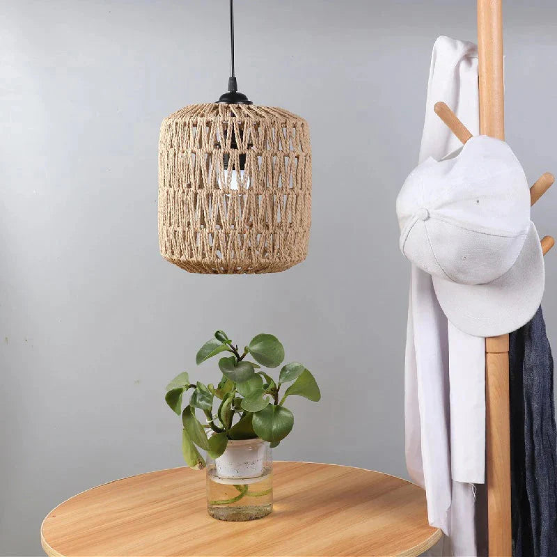 Selune — Vintage Style Simulated Rattan Lamp Shade with Warm Glow