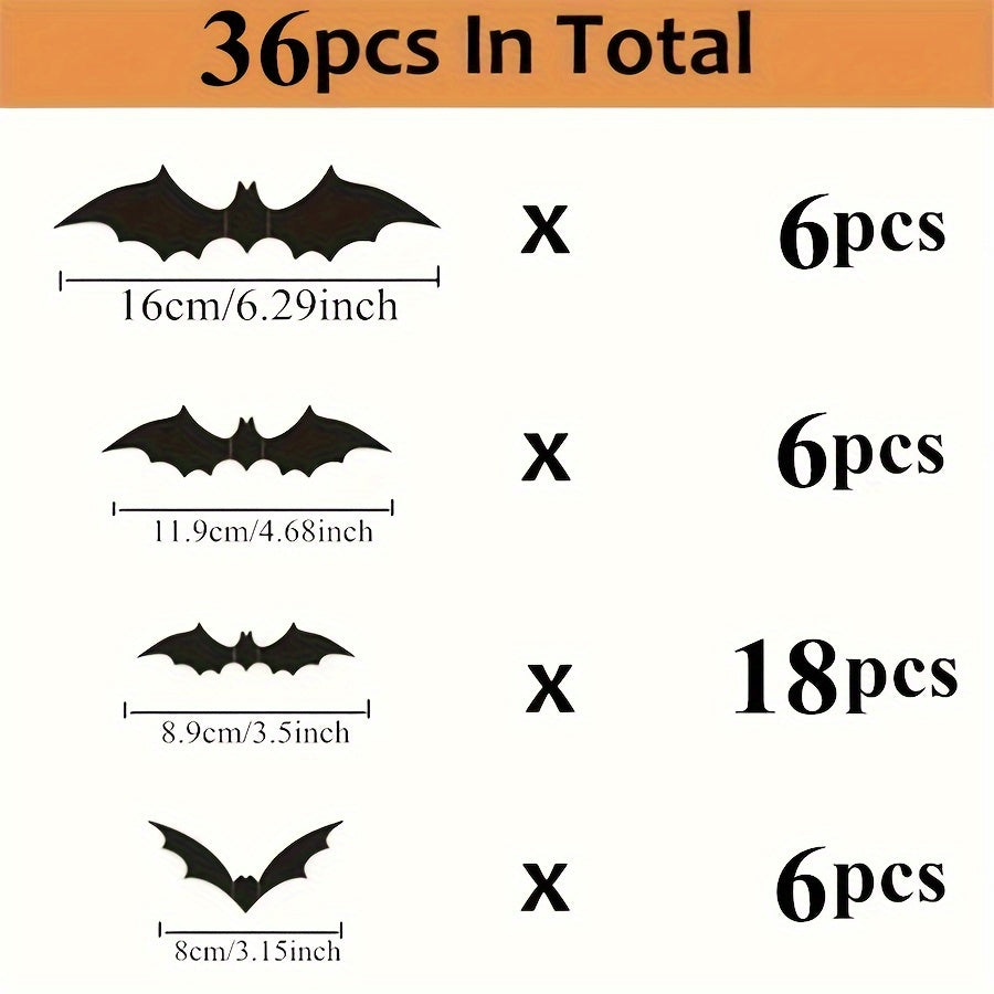 3D Black PVC Bat Wall Stickers Halloween Party Decorations