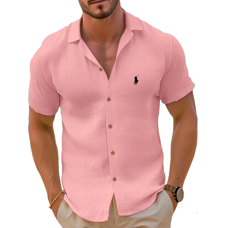 Men’s Short-Sleeve Shirt | Lightweight Linen Cotton Blend | Breathable & Easy Care | Versatile Fit