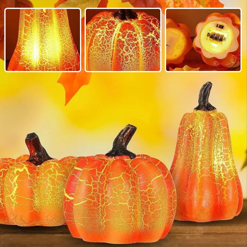 Battery-Powered Halloween Pumpkin Lanterns Set of 3 Resin Decor