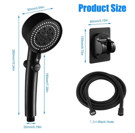 5 Spray Modes High-Pressure Showerhead with Self-Cleaning Feature