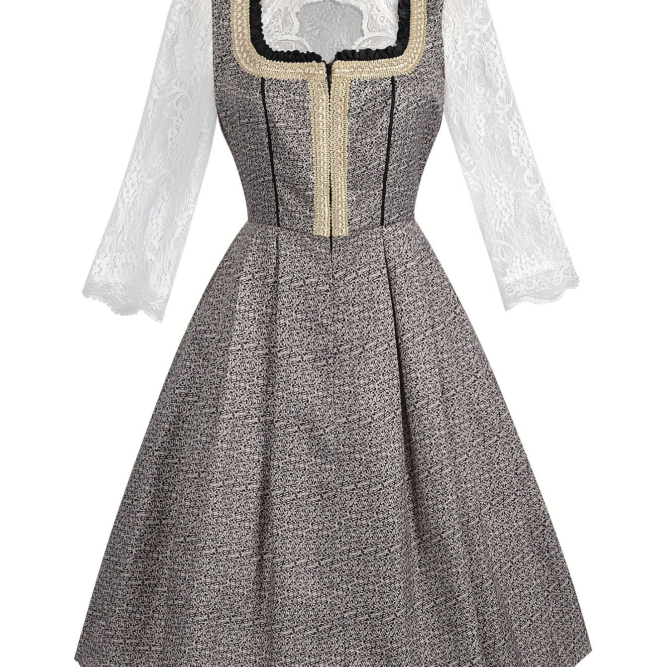 Women's Oktoberfest Bavarian Corset Dress with Lace Blouse