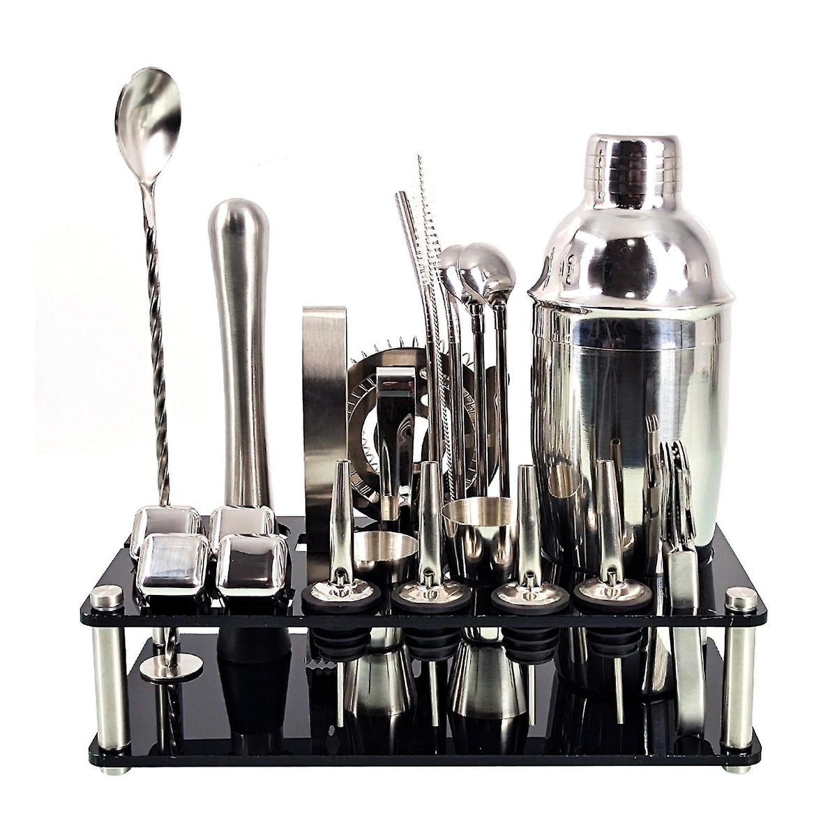 Orlenza — 23-Piece Stainless Steel Cocktail Bar Set with Bamboo Stand