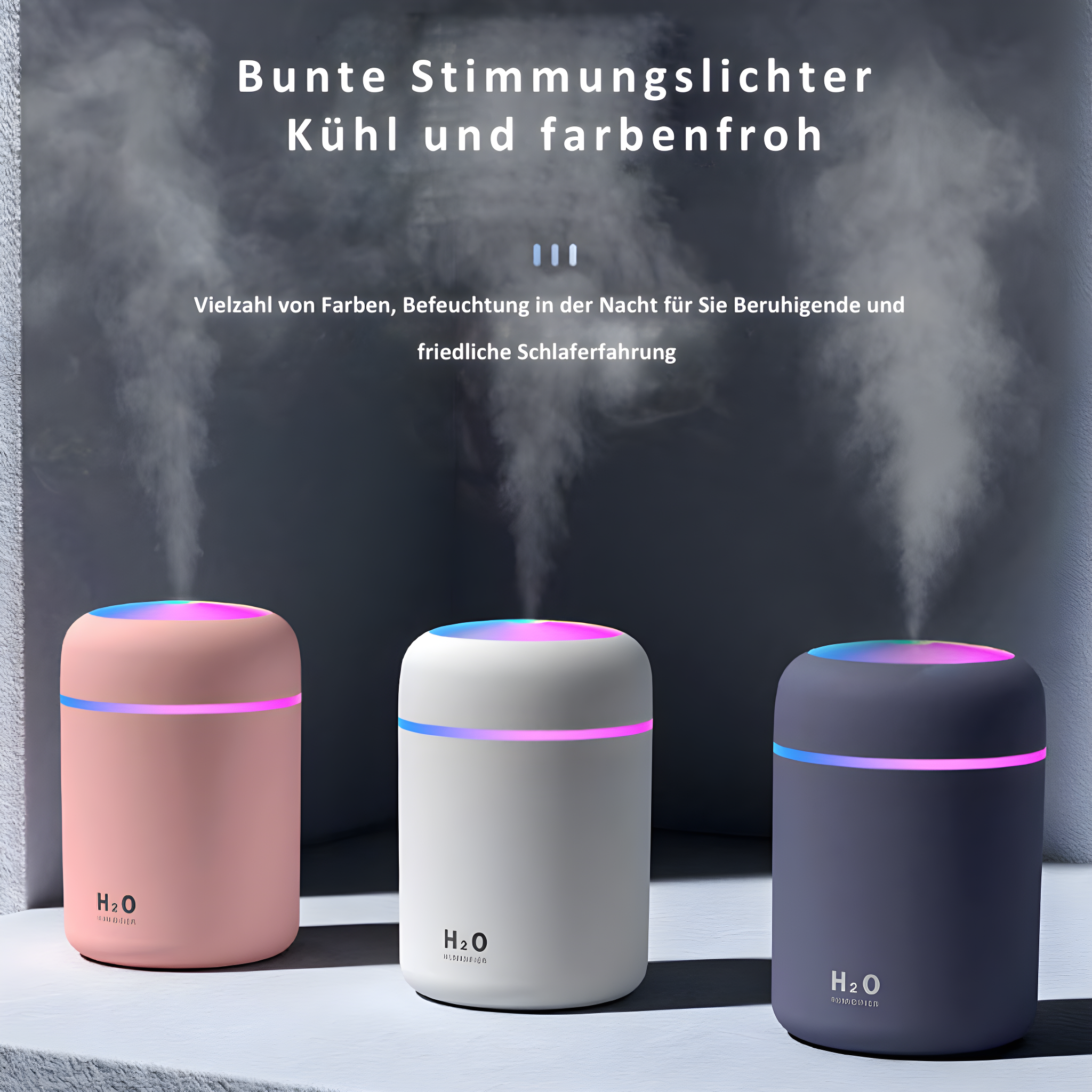 USB-Powered Desktop Humidifier | Color-Changing LED & Compact Design | 10.1 fl oz Capacity | Quiet Operation