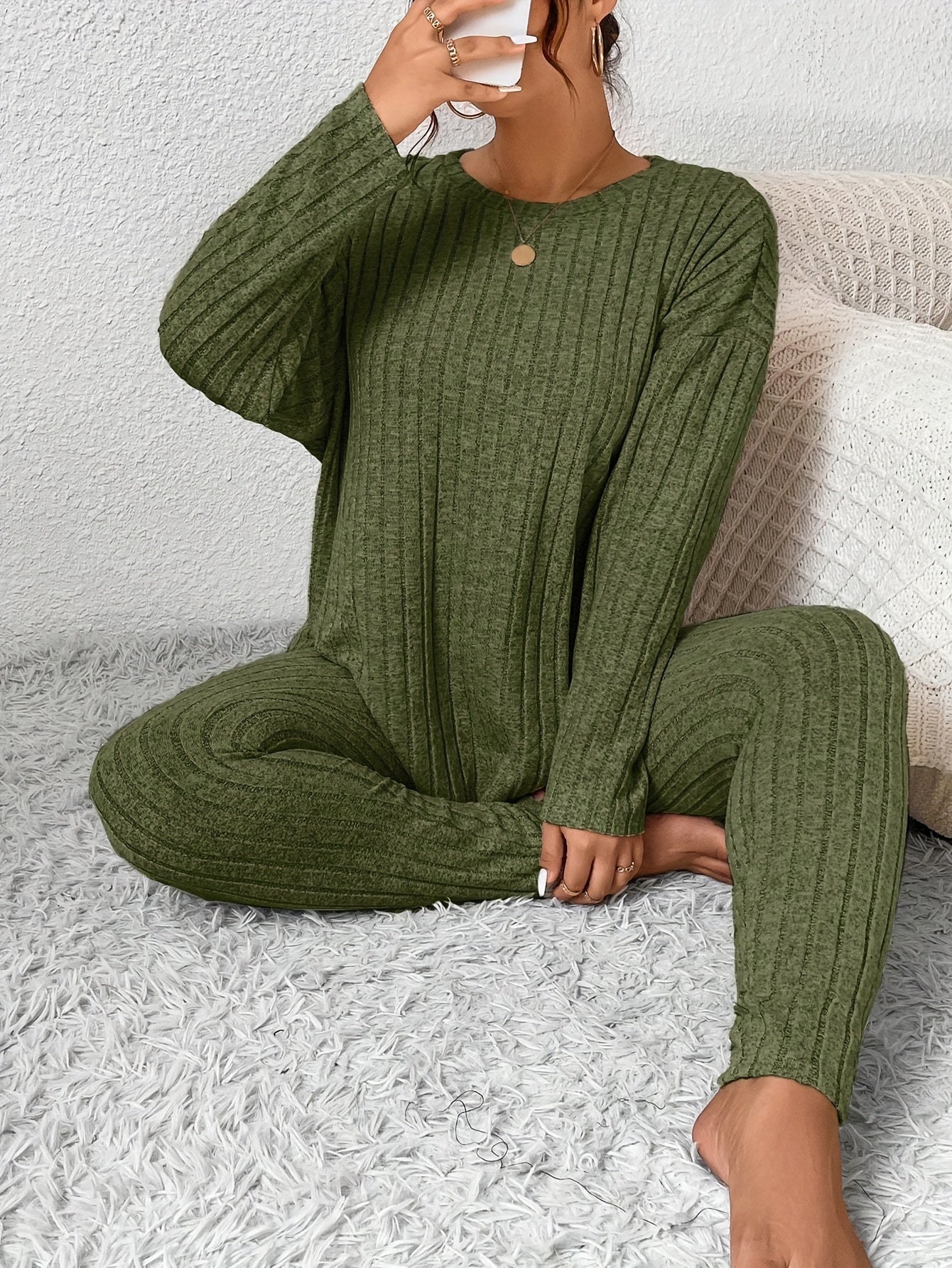 Plus Size Pajama Set | Long Sleeve | Lightweight Comfort | Polyester