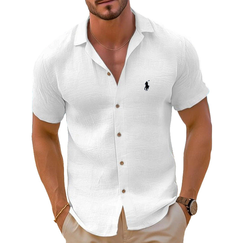 Men’s Short-Sleeve Shirt | Lightweight Linen Cotton Blend | Breathable & Easy Care | Versatile Fit