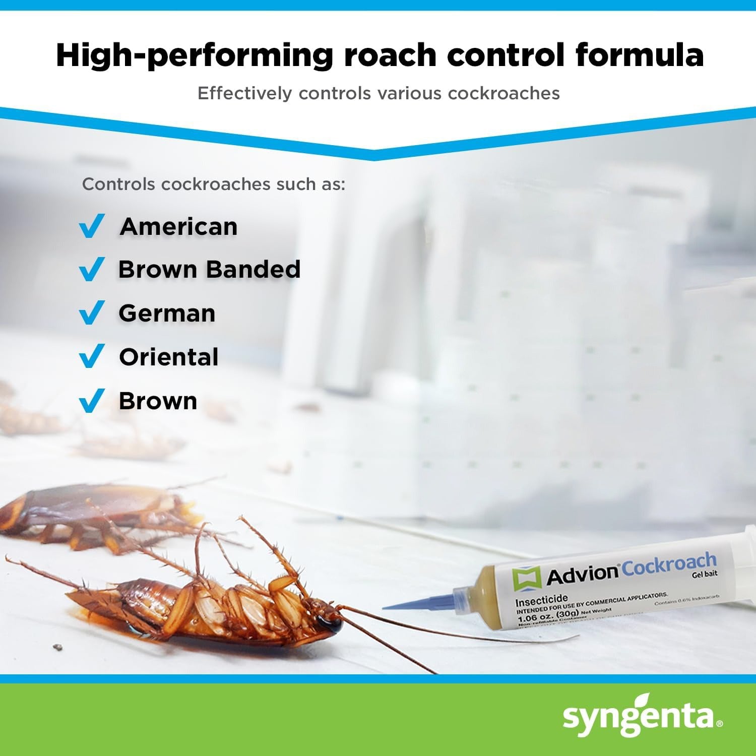 Cockroach Gel Bait Syringe | Non-Toxic Indoxacarb Formula | 1.06 oz | Indoor & Outdoor Use