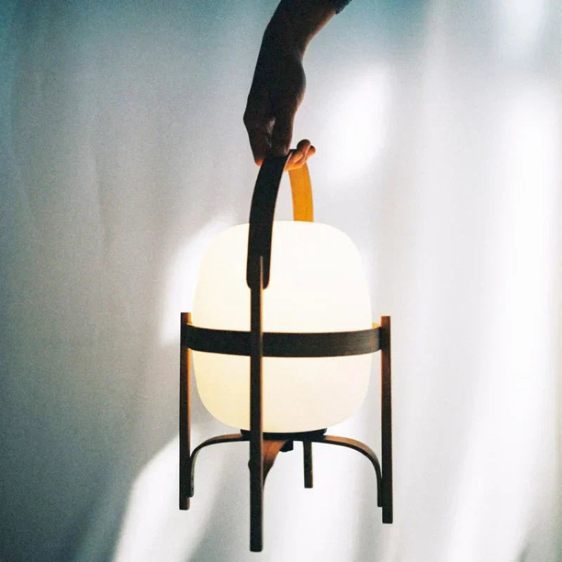 RadiantNest Dual-Tone Wooden Table Lamp with Glass Shade