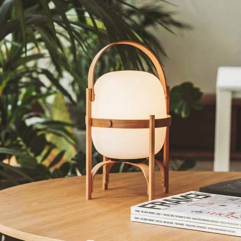 RadiantNest Dual-Tone Wooden Table Lamp with Glass Shade