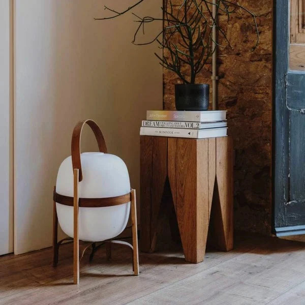 RadiantNest Dual-Tone Wooden Table Lamp with Glass Shade