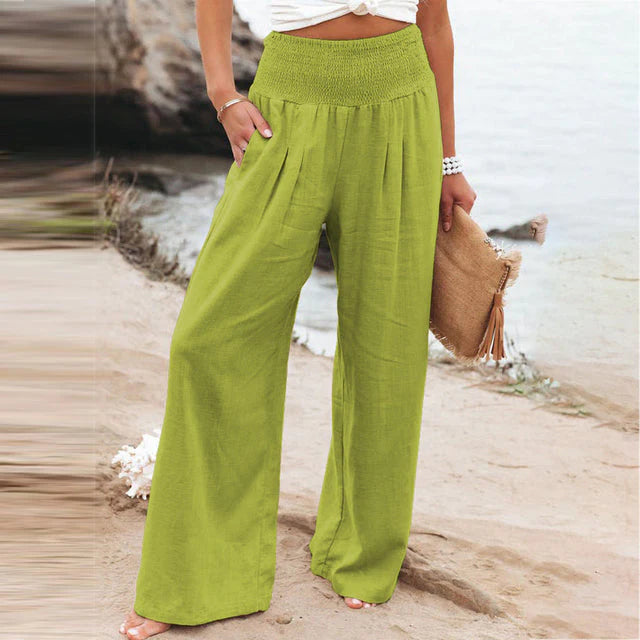 Women’s Wide-Leg Palazzo Pants | Elastic Smocked Waist | High-Quality Fabric | Comfortable Fit