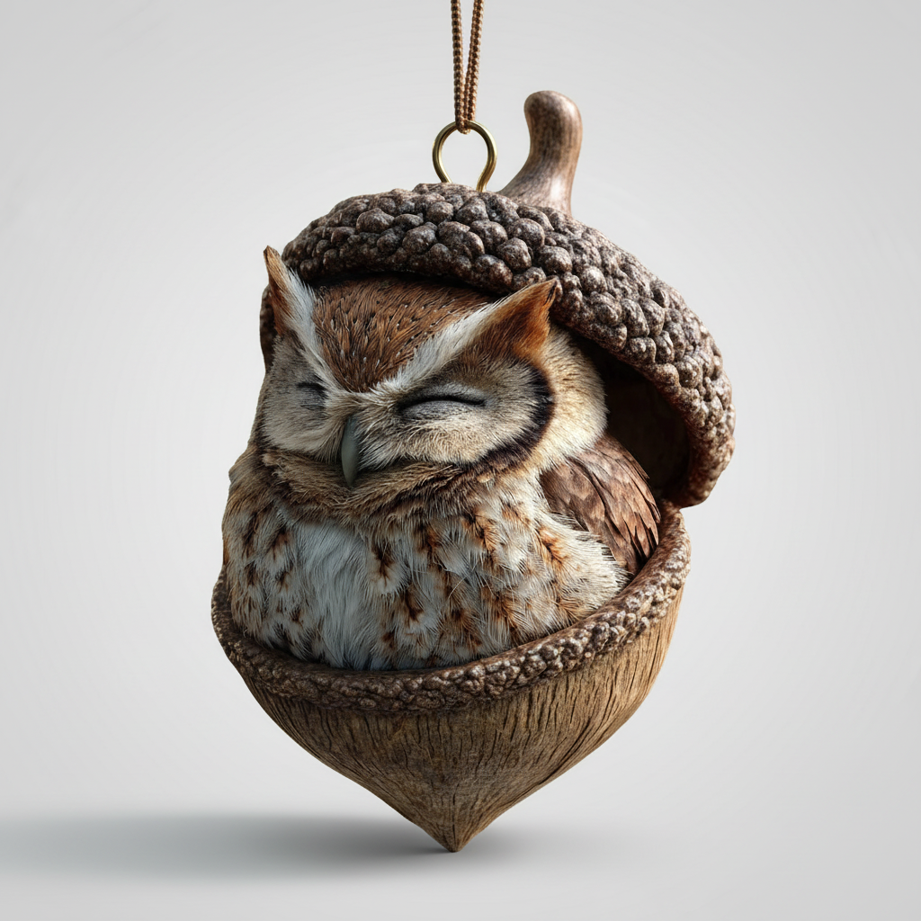 Charming Acorn-Cuddled Animal Ornaments for Festive Cheer