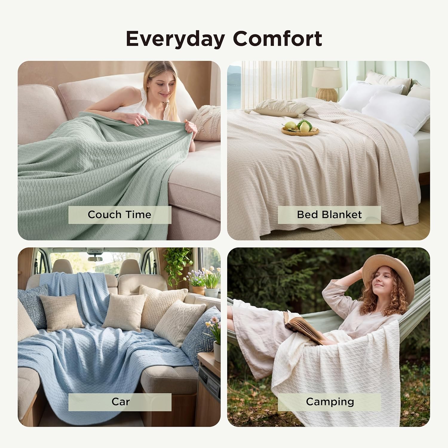 Cooling Bamboo Rayon Throw Blanket for Hot Sleepers - Lightweight Summer Comfort