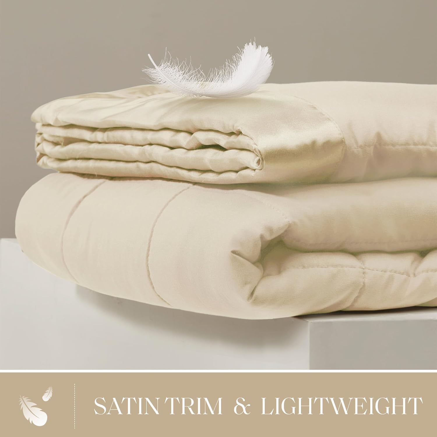 Lightweight Down Alternative Blanket with Moisture-Wicking – All Season Bed Cover with Satin Trim