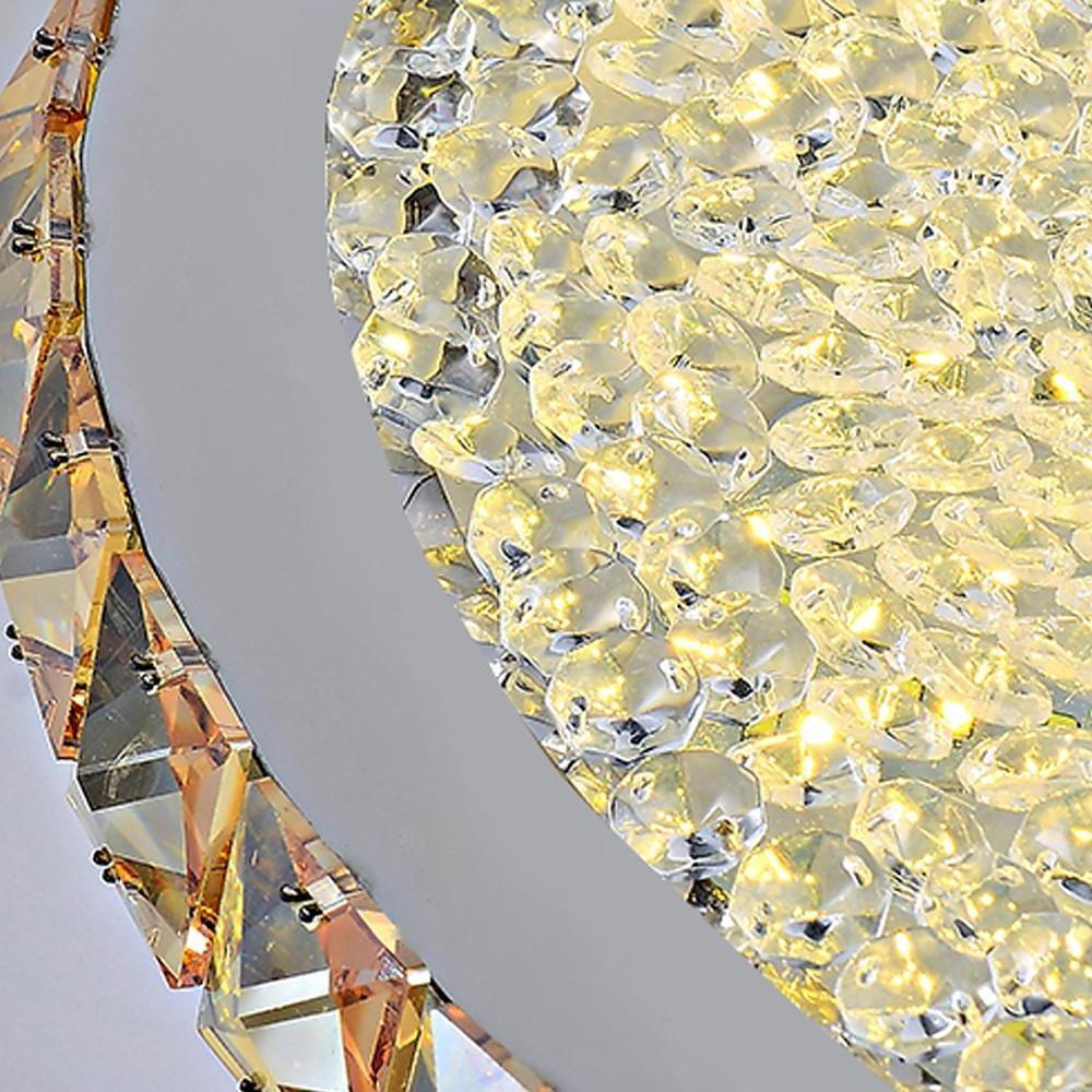16'' Antique Painted Metal Crystal LED Modern Ceiling Light with Flush Mount Design