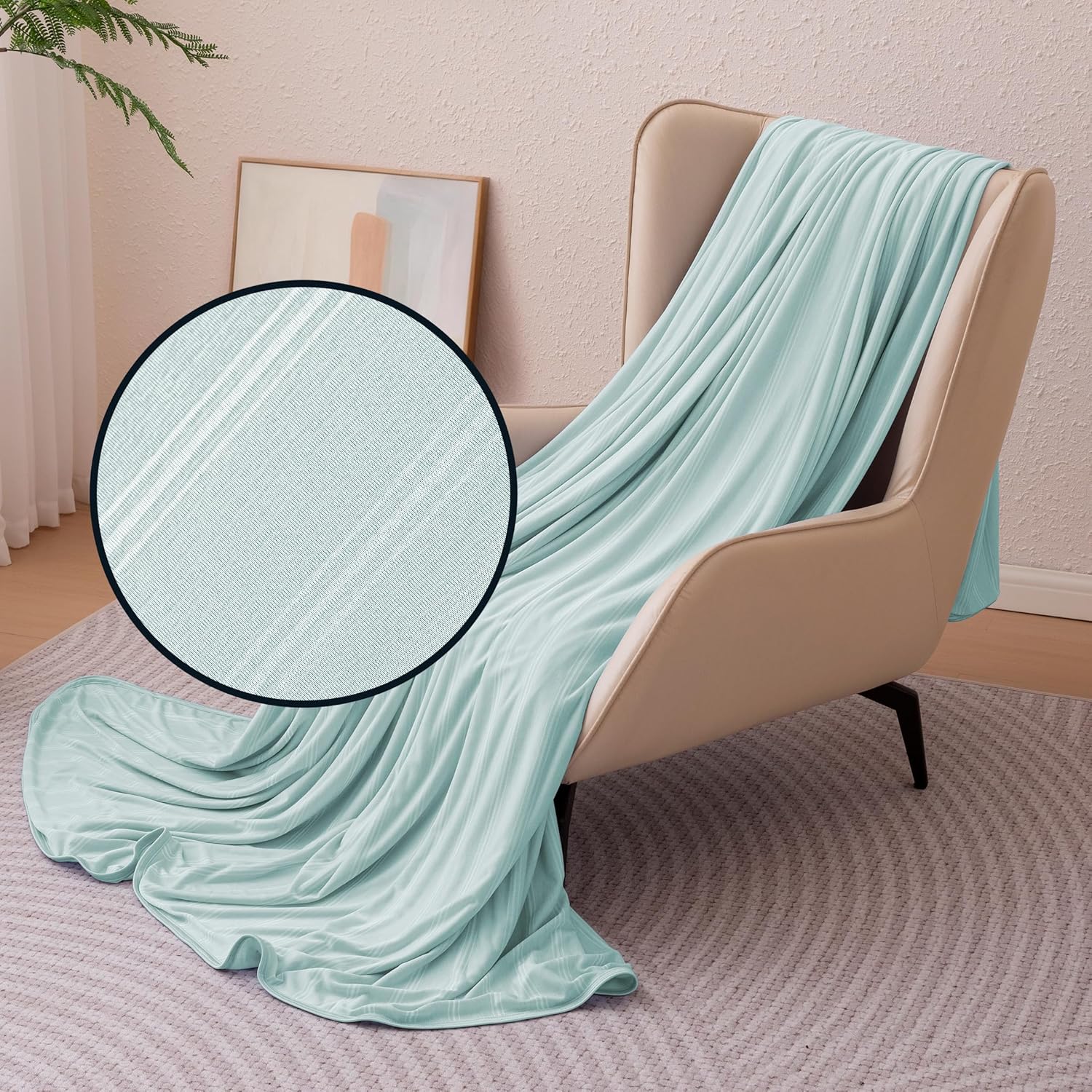 Lightweight Striped Cooling Blanket for Hot Sleepers | Reversible Throw for Bed & Sofa