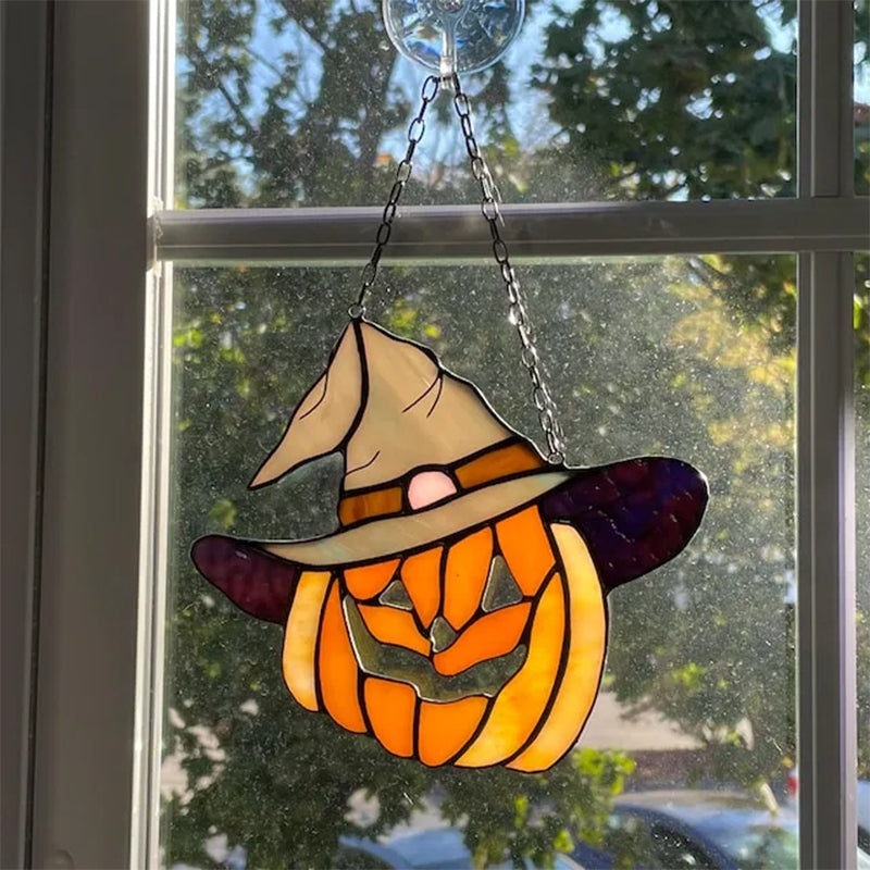 Halloween Hanging Pumpkin Ornament with Glowing Light and Hat Design