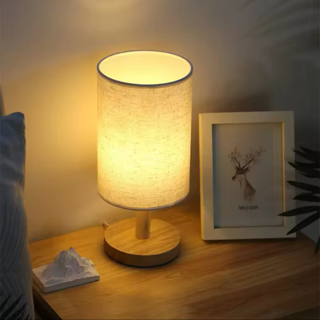 Liora — Wood and Linen Table Lamp with Adjustable LED Lighting