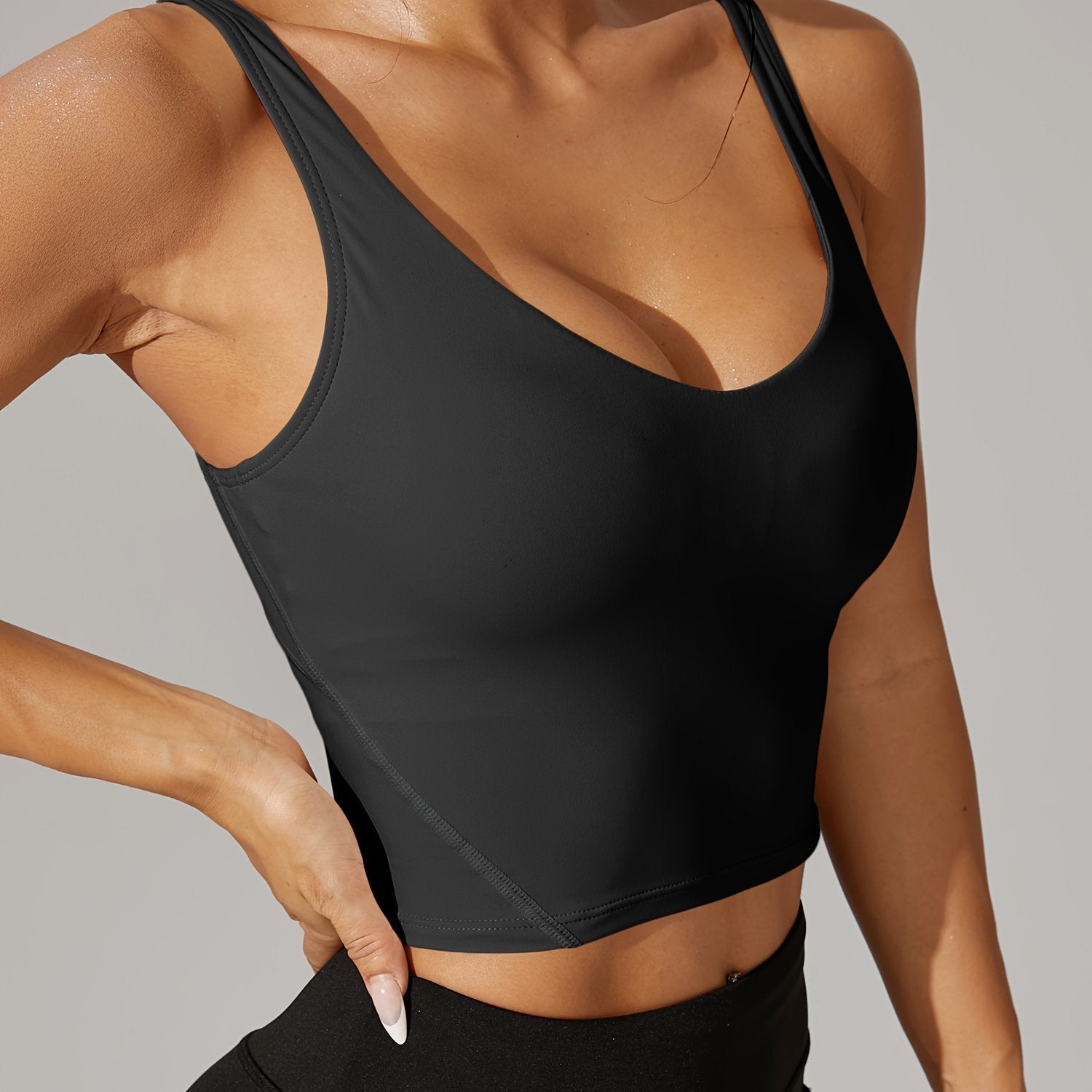 Versatile Backless V-Neck Crop Top for Active Lifestyles