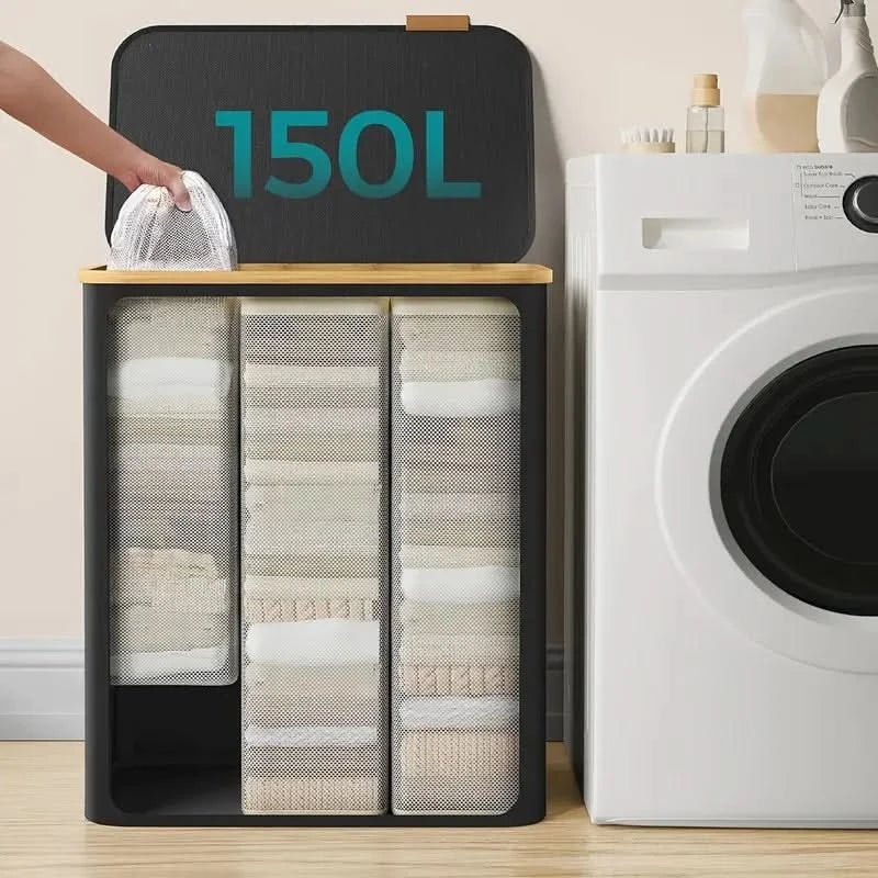 Triple-Compartment Collapsible Laundry Organizer for Any Space
