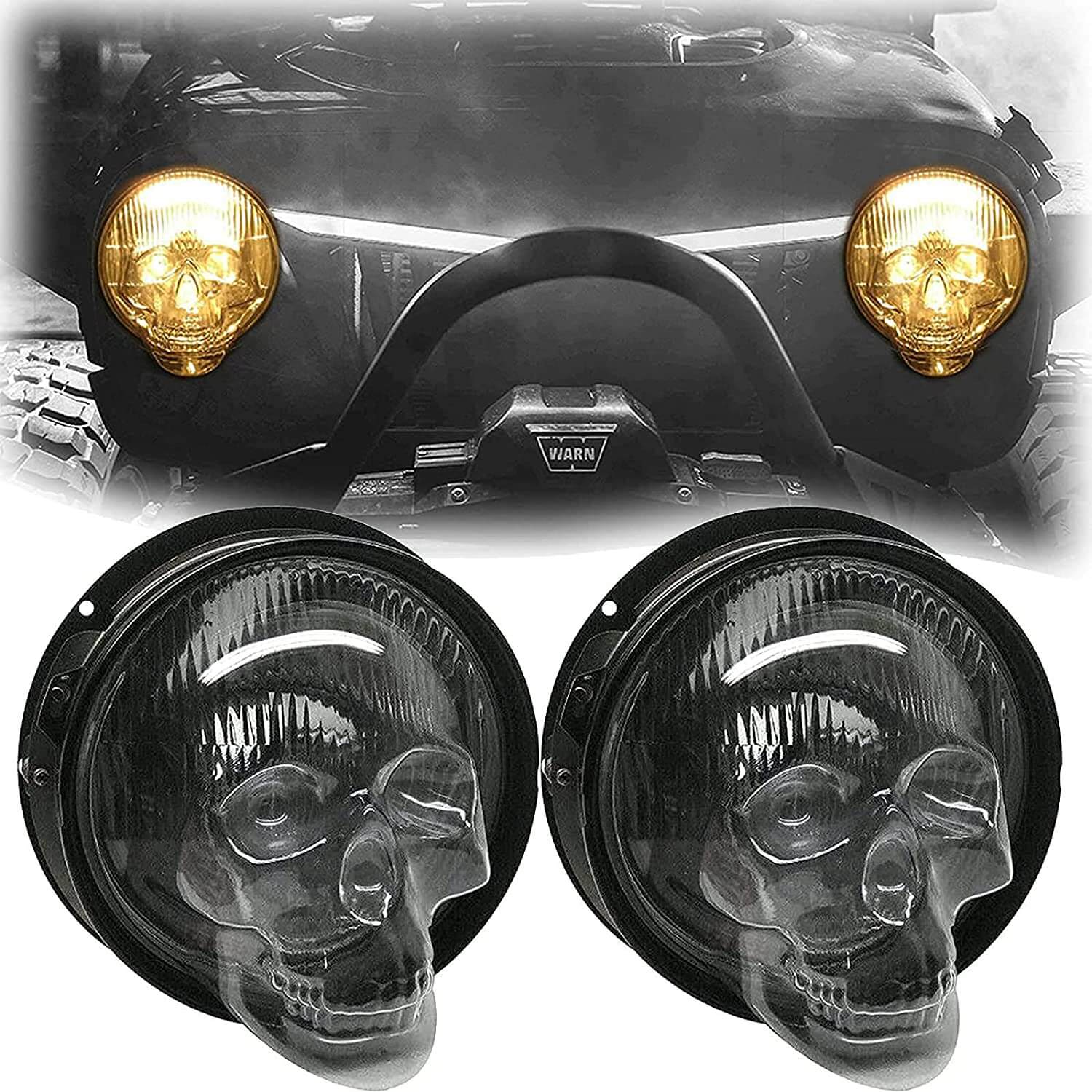 Skull Headlight Covers for Cars Halloween Decor Durable Protection