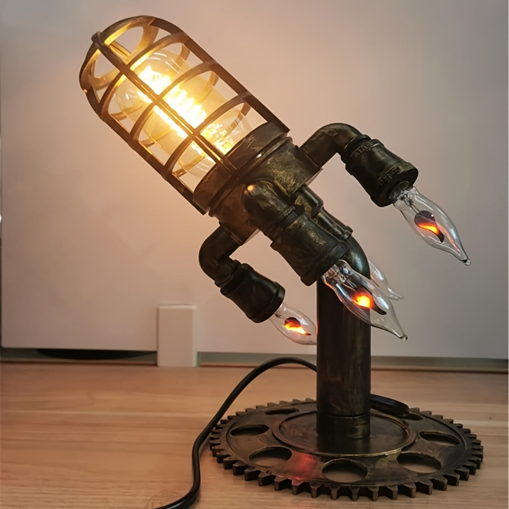 Vintage Industrial Flame Light – Remote-Controlled Table Lamp