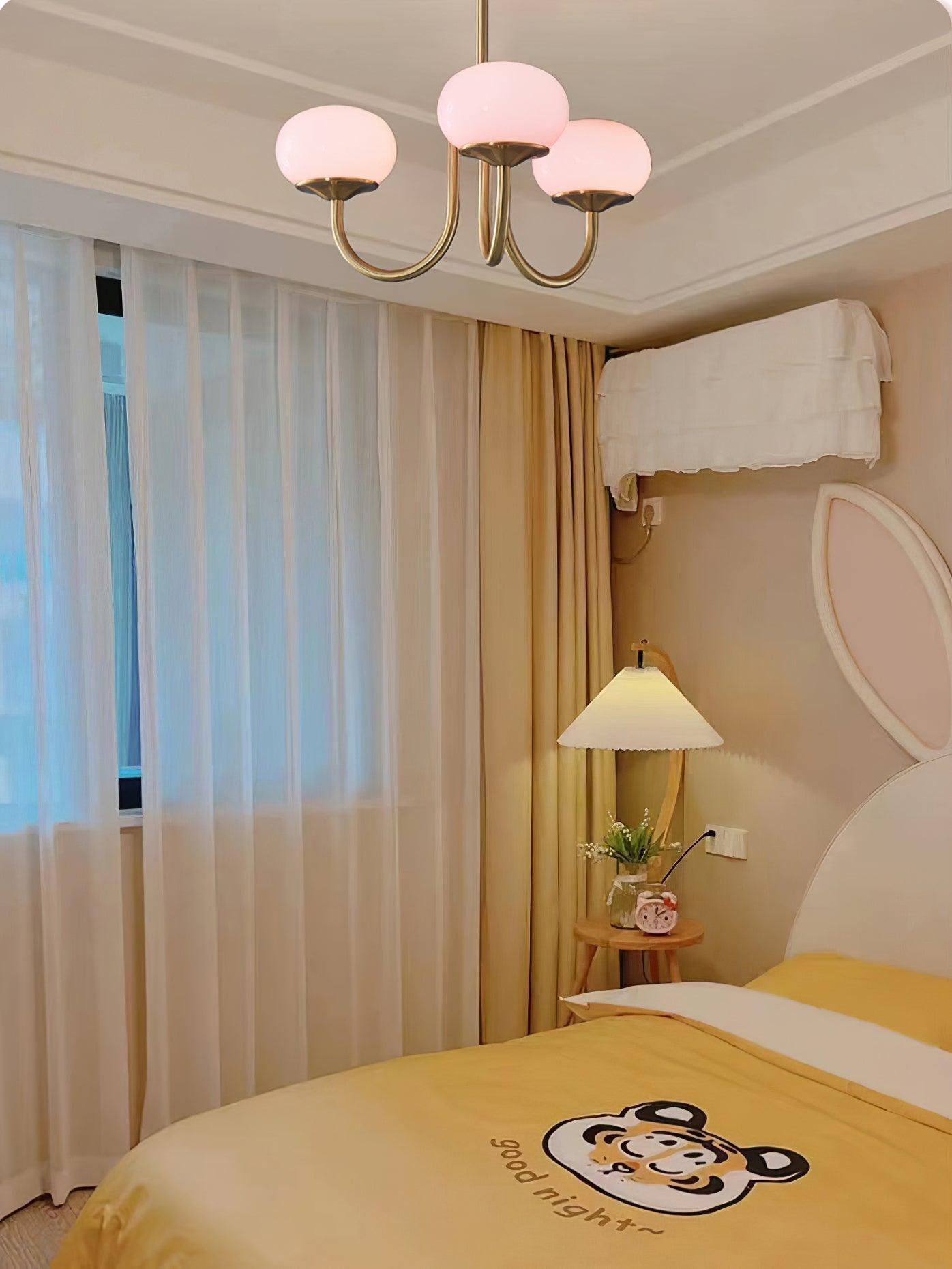 Ceiling Chandelier | Five-Arm with Glass Globe Shades | Adjustable Suspension Rods | Elegant Home Lighting