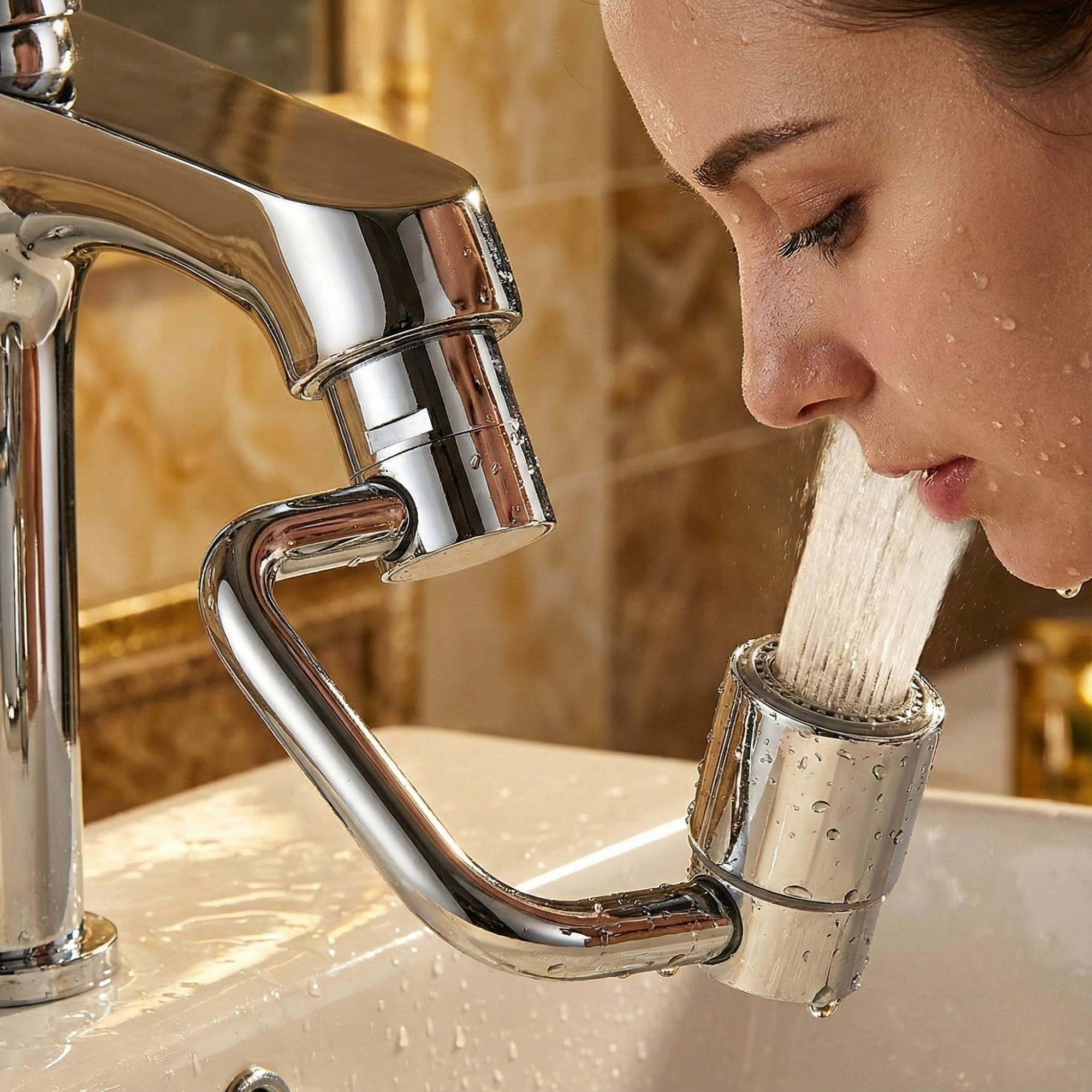 Swivel Faucet Attachment with 1080° Rotation and Dual Spray Options