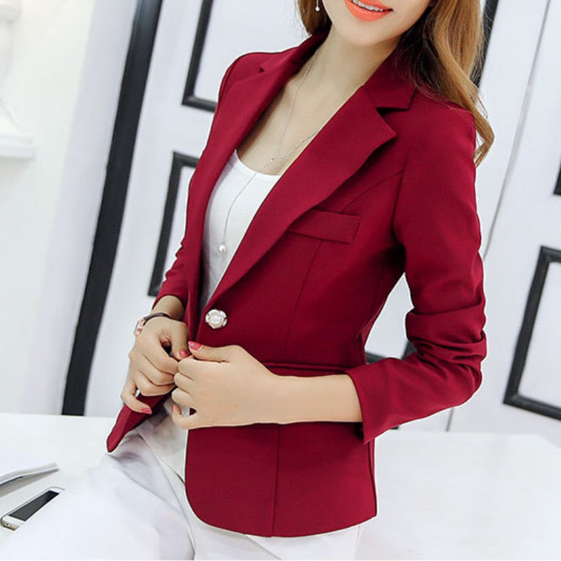 Women’s Blazer | Slim Fit Notch-Lapel | Polyester-Cotton Blend | Versatile Office Wear