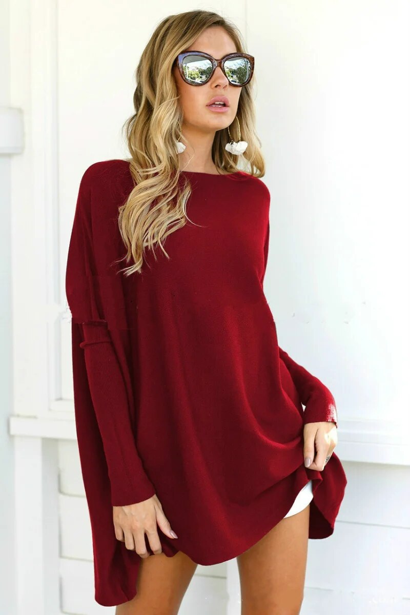 Women’s Oversized Knit Sweater Dress | Relaxed Fit & Draped Hem | Polyester Fabric | Comfortable Everyday Wear