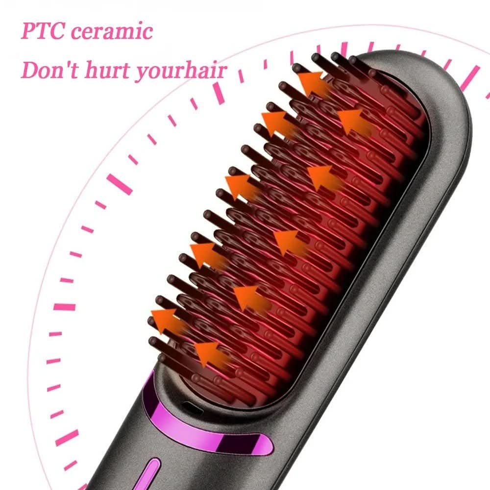Portable Wireless Hair Straightening Brush for Effortless Styling