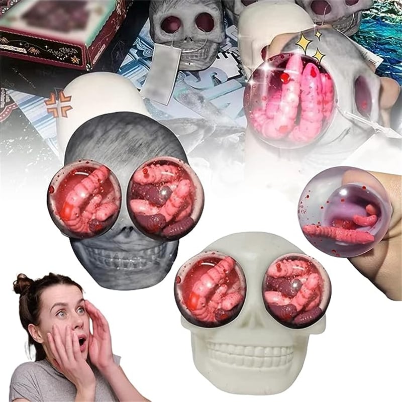Halloween Skull Stress Ball Squeeze Toy with Creepy Crawling Critters