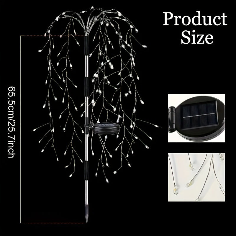 Solar-Powered Outdoor LED Willow String Lights Multicolor Glow for Halloween