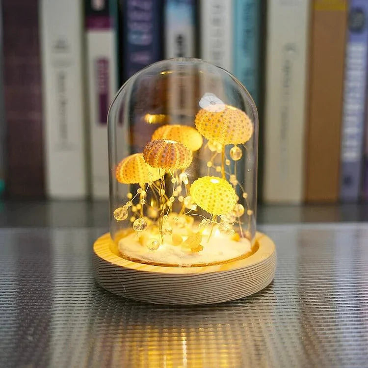 DIY Night Light | Sea Urchin Design | Natural Shell & Gold-Plated Base | Ambient Lighting
