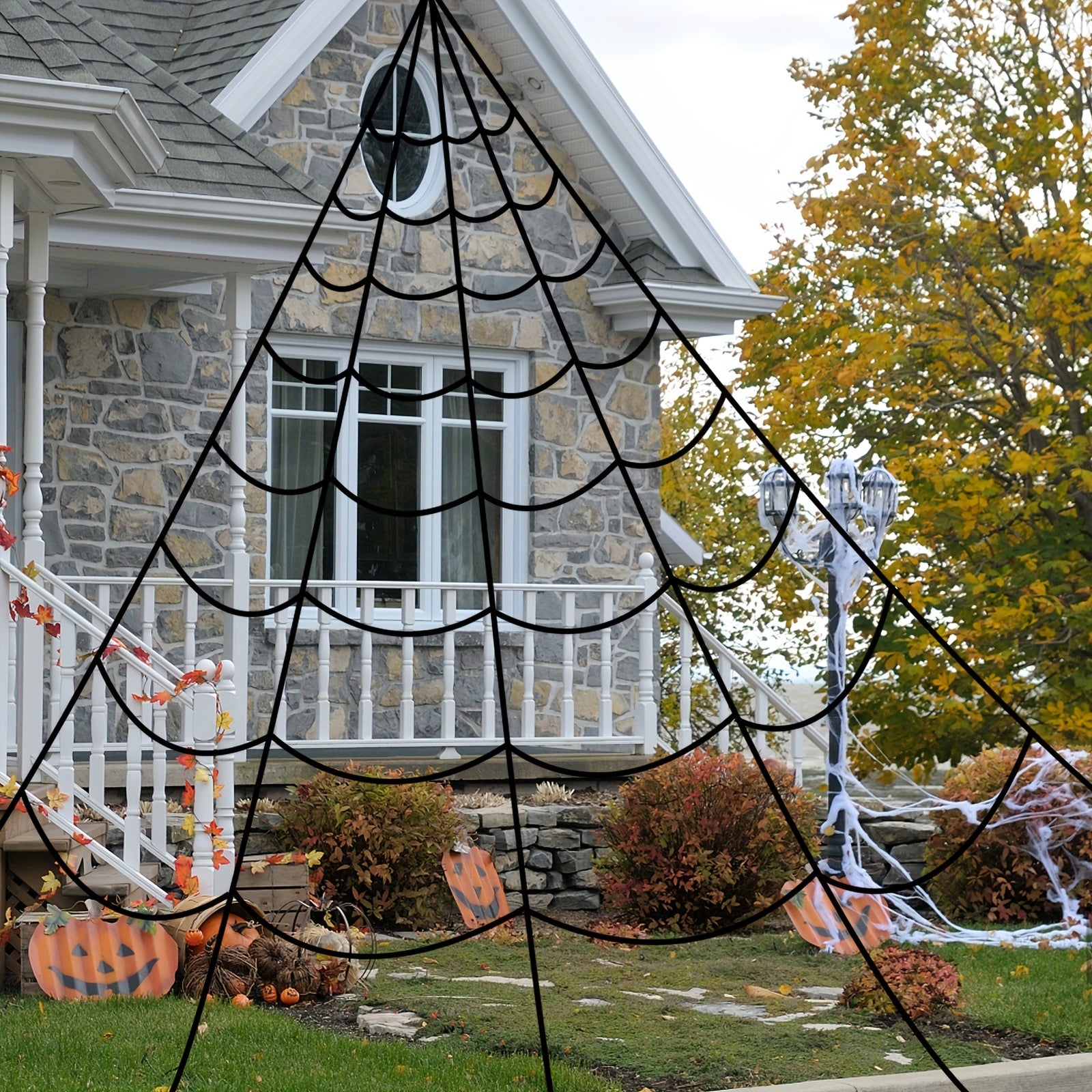 Large Outdoor Halloween Spider Web Decoration Durable Weather-Resistant Fabric