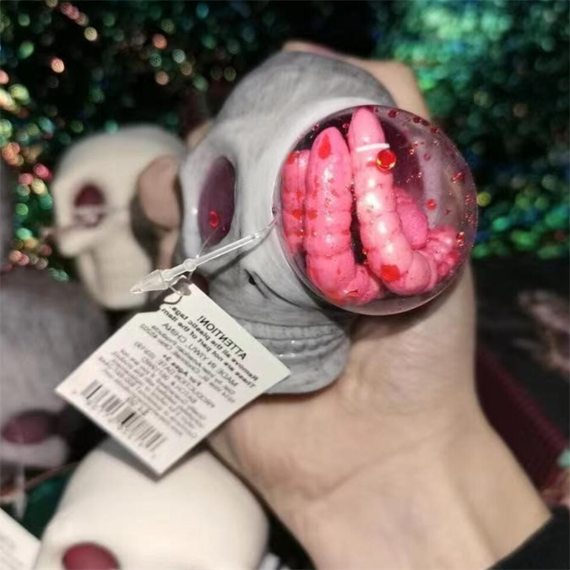 Halloween Skull Stress Ball Squeeze Toy with Creepy Crawling Critters