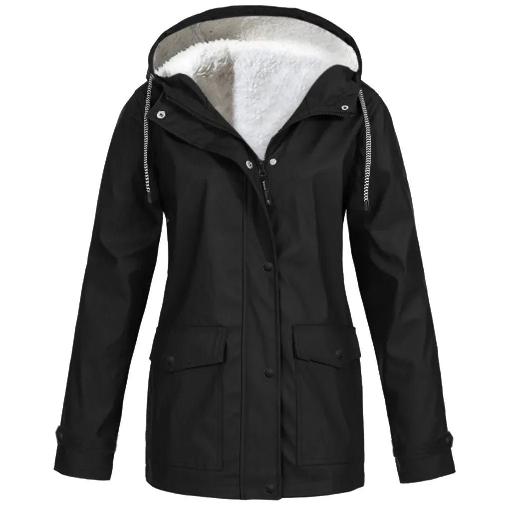 Women’s Waterproof Jacket | Windproof with Fleece Lining | Hooded Design | Durable Outdoor Layer