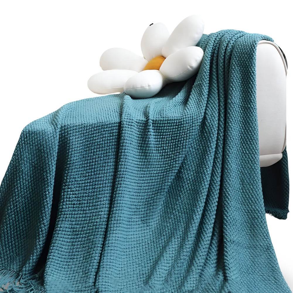 Plaid Blanket | Coarse Knit | All-Season Comfort | Acrylic