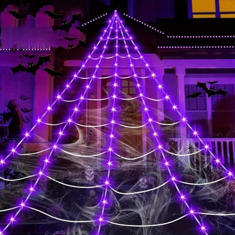 Halloween Spider Web Hanging Light with Timer for Indoor & Outdoor Decor