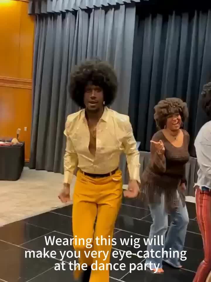 Short Curly Afro Wig Costume with Disco Accessories for Halloween Parties
