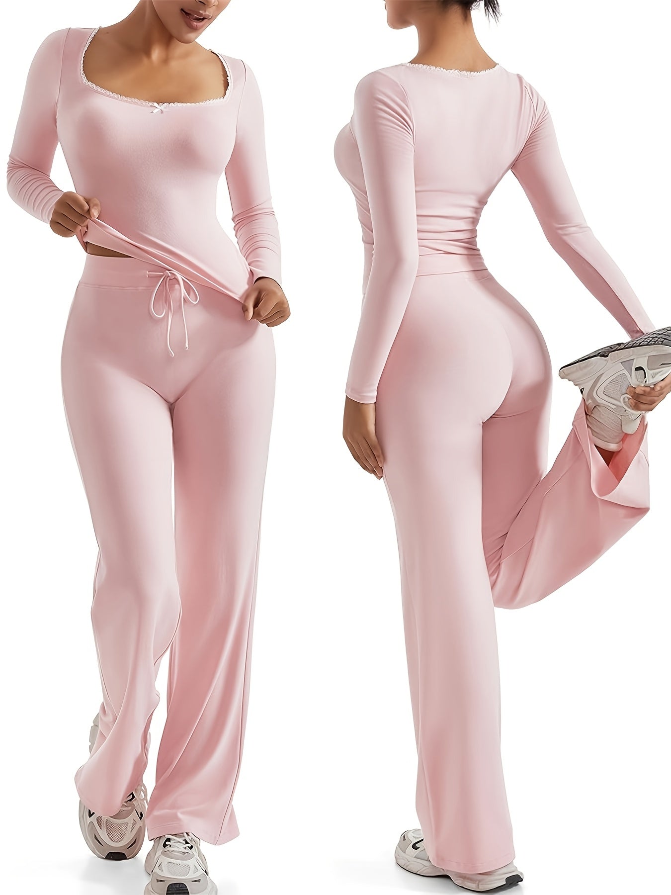 Women’s V-Neck Pants | Stretchy Fit | Comfortable Everyday Wear | Rayon Blend