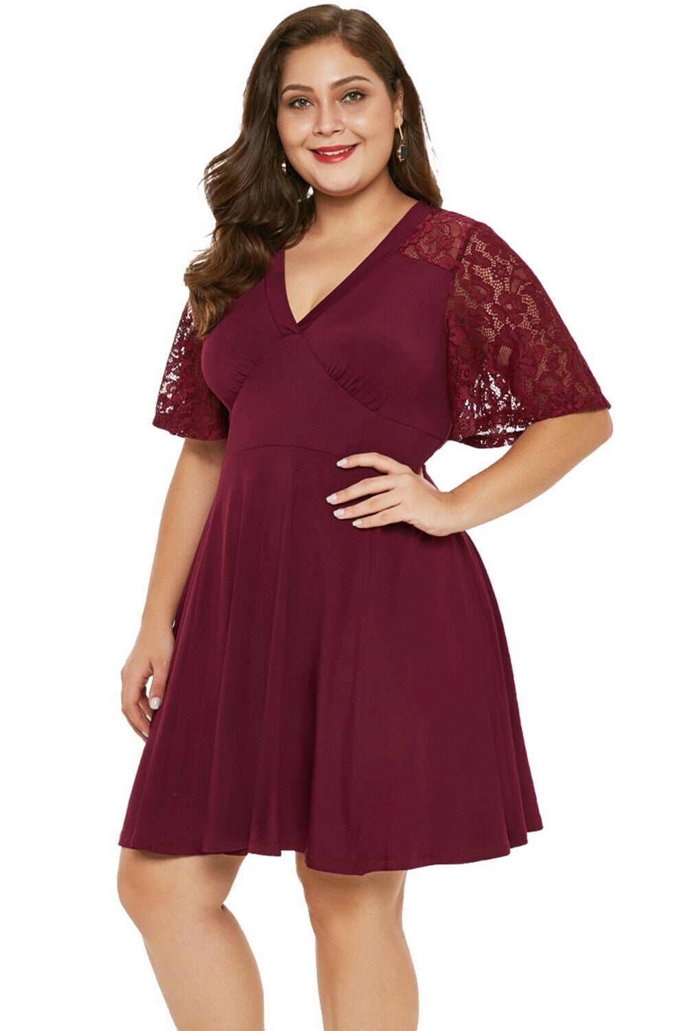 Women’s Lace Dress | Hollowed Design & Knee-Length Fit-and-Flare | Polyester | Comfortable Fit